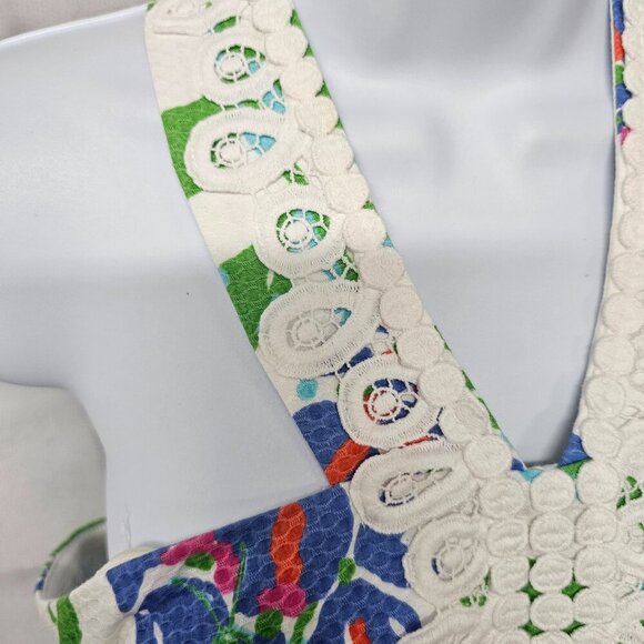 Lilly Pulitzer White Blue Floral Tie Halter Dress Backless Coquette Party 12 - Picture 3 of 15